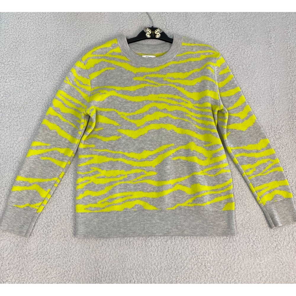 Daily Ritual Womens Knit Sweater Zebra Striped Crew Neck Size M